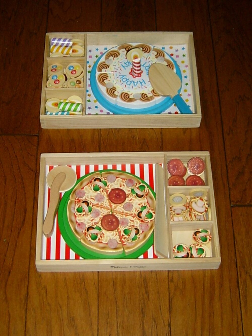 Wooden Melissa and Doug Pizza, Birthday Party Food Play Sets Bundle - Picture 1 of 4